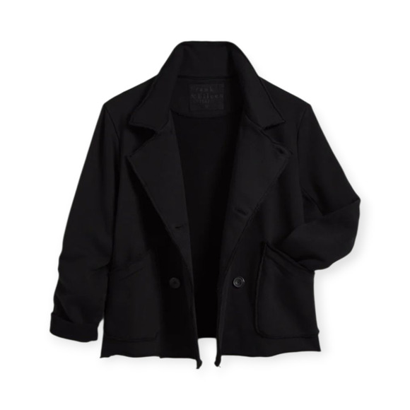 Frank & Eileen Mini Belfast Cropped Sweatshirt Triple Fleece Jacket Black Size M - Picture 3 of 8